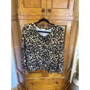 Leopard knit top-  Nine Britton tie front Sz M animal print fall long sleeve